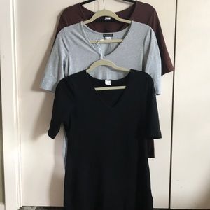 Venus long & lean tee bundle Brown, black and gray